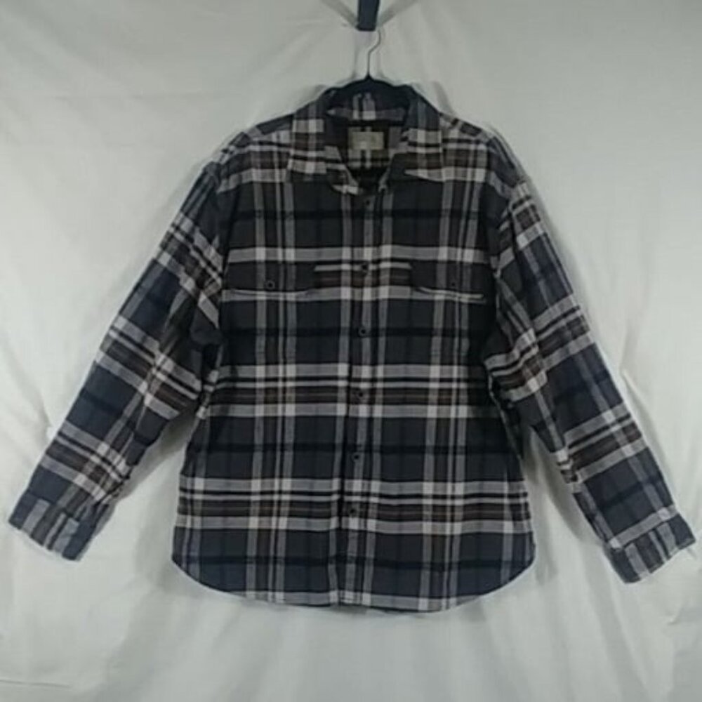 Jachs Shirt Men's Grey Long Sleeve Button Down 100%Cotton Flannel Size 3X
